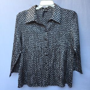 Like New Essentials Black/White Pleated Top Sz XL
